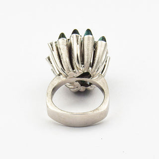 Ring aus 585 Weißgold mit Turmalin und Brillant, nachhaltiger second hand Schmuck perfekt aufgearbeitet