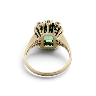 Ring aus 585 Weißgold mit Turmalin und Brillant, nachhaltiger second-hand Schmuck perfekt aufgearbeitet