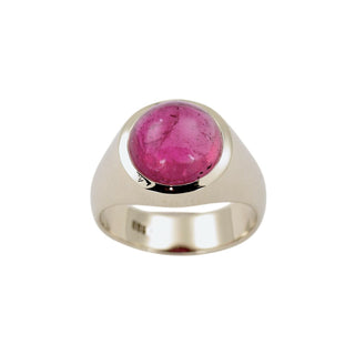 Ring aus 585 Weißgold mit rosa Turmalin, nachhaltiger second-hand Schmuck perfekt aufgearbeitet