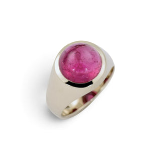 Ring aus 585 Weißgold mit rosa Turmalin, nachhaltiger second-hand Schmuck perfekt aufgearbeitet