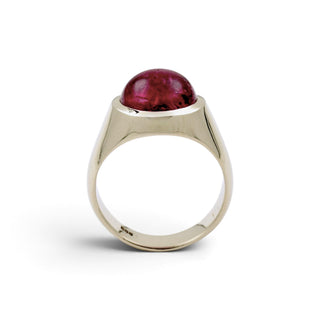 Ring aus 585 Weißgold mit rosa Turmalin, nachhaltiger second-hand Schmuck perfekt aufgearbeitet