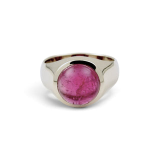Ring aus 585 Weißgold mit rosa Turmalin, nachhaltiger second-hand Schmuck perfekt aufgearbeitet