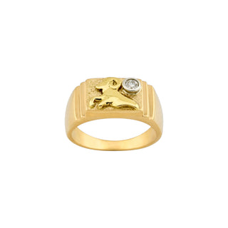 Brillantring Widder aus 585 Gelbgold, nachhaltiger second-hand Schmuck perfekt aufgearbeitet