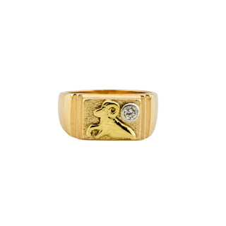 Brillantring Widder aus 585 Gelbgold, nachhaltiger second-hand Schmuck perfekt aufgearbeitet