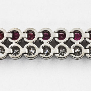 Rivièrearmband aus 750 Weißgold mit Rubin und Brillant, nachhaltiger second hand Schmuck perfekt aufgearbeitet