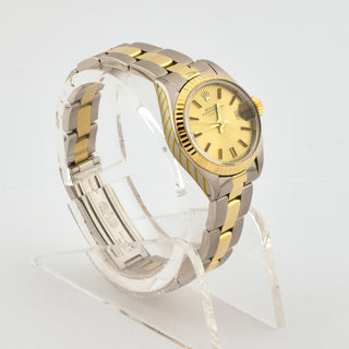 Rolex Damenarmbanduhr Lady Oyster Datejust Automatik mit Datumsanzeige und verschraubte Krone und verschraubter Gehäuseboden, gebrauchte Luxusuhr im Top-Zustand