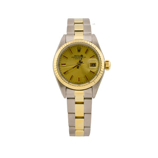 Rolex Damenarmbanduhr Lady Oyster Datejust Automatik mit Datumsanzeige und verschraubte Krone und verschraubter Gehäuseboden, gebrauchte Luxusuhr im Top-Zustand