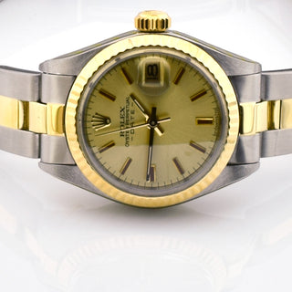 Rolex Damenarmbanduhr Lady Oyster Datejust Automatik mit Datumsanzeige und verschraubte Krone und verschraubter Gehäuseboden, gebrauchte Luxusuhr im Top-Zustand