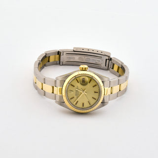 Rolex Damenarmbanduhr Lady Oyster Datejust Automatik mit Datumsanzeige und verschraubte Krone und verschraubter Gehäuseboden, gebrauchte Luxusuhr im Top-Zustand