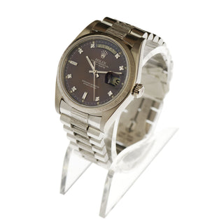 Rolex Oyster Perpetul Day-Date 18079 Automatik mit Datumsanzeige und Wochentagsanzeige und Zentralsekunde, Chronometer und Edelsteinbesatz, gebrauchte Luxusuhr im Top-Zustand