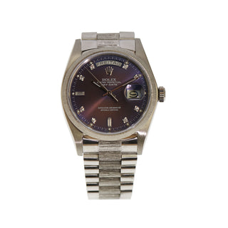 Rolex Oyster Perpetul Day-Date 18079 Automatik mit Datumsanzeige und Wochentagsanzeige und Zentralsekunde, Chronometer und Edelsteinbesatz, gebrauchte Luxusuhr im Top-Zustand