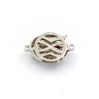 Rubinschließe aus 585 Weißgold mit Diamant, nachhaltiger second hand Schmuck perfekt aufgearbeitet