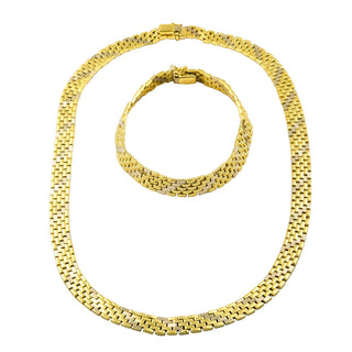 Schmuckset aus 585 Gelb- und Weißgold, nachhaltiger second hand Schmuck perfekt aufgearbeitet