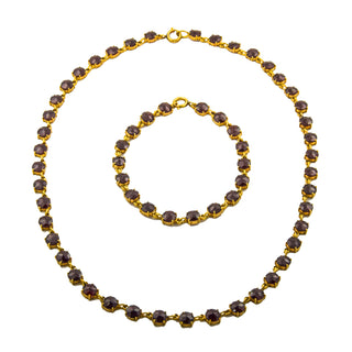 Schmuckset aus 333 Gelbgold mit Granat, nachhaltiger second hand Schmuck perfekt aufgearbeitet