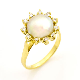 Perlenschmuckset aus 585 Gelbgold mit Brillant, nachhaltiger second hand Schmuck perfekt aufgearbeitet