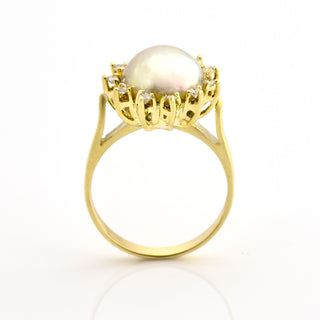 Perlenschmuckset aus 585 Gelbgold mit Brillant, nachhaltiger second hand Schmuck perfekt aufgearbeitet