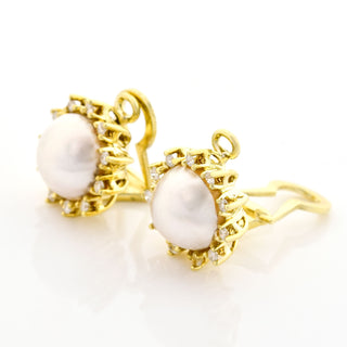 Perlenschmuckset aus 585 Gelbgold mit Brillant, nachhaltiger second hand Schmuck perfekt aufgearbeitet