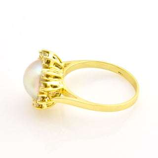 Perlenschmuckset aus 585 Gelbgold mit Brillant, nachhaltiger second hand Schmuck perfekt aufgearbeitet