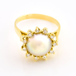 Perlenschmuckset aus 585 Gelbgold mit Brillant, nachhaltiger second hand Schmuck perfekt aufgearbeitet