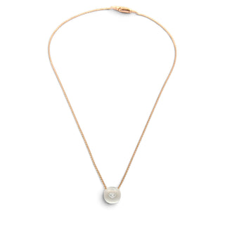 Schmuckwerk Kette mit Anhänger Glasklar aus 750 Roségold mit Glaskugel, nachhaltiger second-hand Schmuck perfekt aufgearbeitet