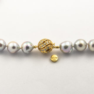 Schoeffel Südseezuchtperlen mit Schließe aus 585 Gelbgold mit Brillant, 43,5 cm, neuwertig, hochwertiger second hand Schmuck perfekt aufgearbeitet