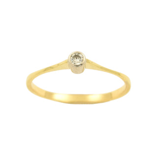 Solitärring aus 585 Gelb- und Weißgold mit Brillant, nachhaltiger second hand Schmuck perfekt aufgearbeitet