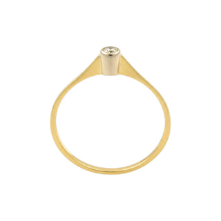 Solitärring aus 585 Gelb- und Weißgold mit Brillant, nachhaltiger second hand Schmuck perfekt aufgearbeitet