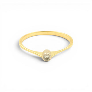 Solitärring aus 585 Gelb- und Weißgold mit Brillant, nachhaltiger second hand Schmuck perfekt aufgearbeitet