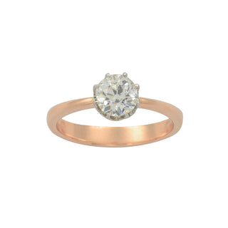 Solitärring aus 585 Gelb- und Weißgold mit Diamant, nachhaltiger second hand Schmuck perfekt aufgearbeitet