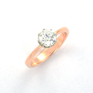 Solitärring aus 585 Gelb- und Weißgold mit Diamant, nachhaltiger second hand Schmuck perfekt aufgearbeitet