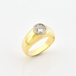 Solitärring aus 585 Gelb- und Weißgold mit Brillant, nachhaltiger second hand Schmuck perfekt aufgearbeitet