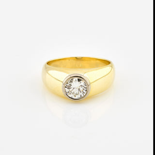 Solitärring aus 585 Gelb- und Weißgold mit Brillant, nachhaltiger second hand Schmuck perfekt aufgearbeitet