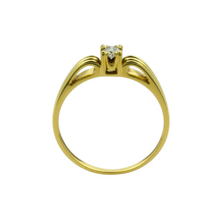 Solitärring aus 585 Gelbgold mit Brillant, nachhaltiger second hand Schmuck perfekt aufgearbeitet