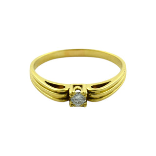 Solitärring aus 585 Gelbgold mit Brillant, nachhaltiger second hand Schmuck perfekt aufgearbeitet