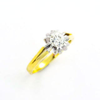 Solitärring aus 585 Gelbgold mit Diamant, nachhaltiger second hand Schmuck perfekt aufgearbeitet