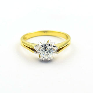 Solitärring aus 585 Gelbgold mit Diamant, nachhaltiger second hand Schmuck perfekt aufgearbeitet