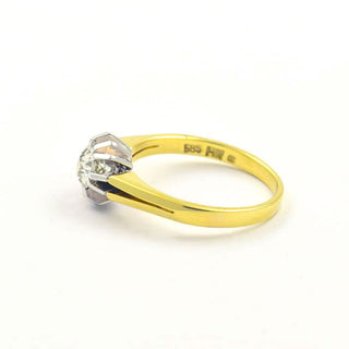Solitärring aus 585 Gelbgold mit Diamant, nachhaltiger second hand Schmuck perfekt aufgearbeitet