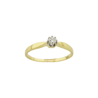 Solitärring aus 585 Gelb- und Weißgold mit Brillant, nachhaltiger second-hand Schmuck perfekt aufgearbeitet