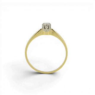 Solitärring aus 585 Gelb- und Weißgold mit Brillant, nachhaltiger second-hand Schmuck perfekt aufgearbeitet