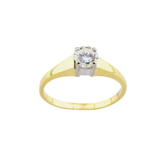 Solitärring aus 585 Gelb- und Weißgold mit Brillant, nachhaltiger second-hand Schmuck perfekt aufgearbeitet