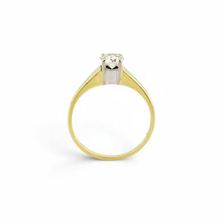 Solitärring aus 585 Gelb- und Weißgold mit Brillant, nachhaltiger second-hand Schmuck perfekt aufgearbeitet