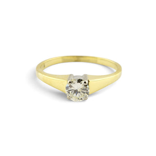 Solitärring aus 585 Gelb- und Weißgold mit Brillant, nachhaltiger second-hand Schmuck perfekt aufgearbeitet