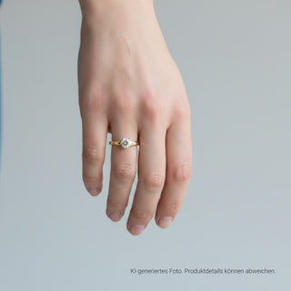 Solitärring aus 585 Gelb- und Weißgold mit Brillant, nachhaltiger second-hand Schmuck perfekt aufgearbeitet