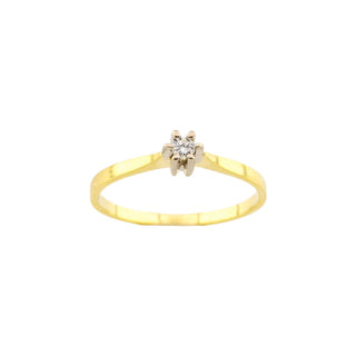 Solitärring aus 585 Gelb- und Weißgold mit Brillant, nachhaltiger second-hand Schmuck perfekt aufgearbeitet