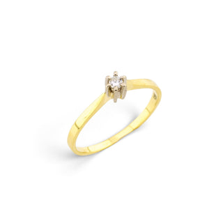 Solitärring aus 585 Gelb- und Weißgold mit Brillant, nachhaltiger second-hand Schmuck perfekt aufgearbeitet