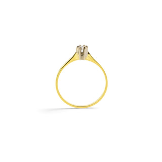 Solitärring aus 585 Gelb- und Weißgold mit Brillant, nachhaltiger second-hand Schmuck perfekt aufgearbeitet