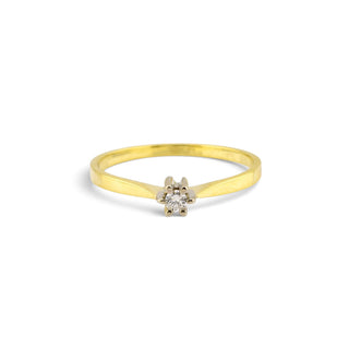 Solitärring aus 585 Gelb- und Weißgold mit Brillant, nachhaltiger second-hand Schmuck perfekt aufgearbeitet