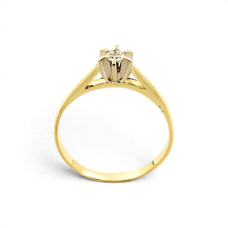 Solitärring aus 585 Gelb- und Weißgold mit Brillant, nachhaltiger second-hand Schmuck perfekt aufgearbeitet
