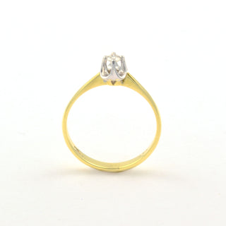 Solitärring aus 585 Gelb- und Weißgold mit Brillant, nachhaltiger second hand Schmuck perfekt aufgearbeitet