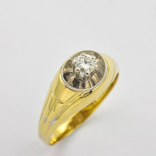Solitärring aus 585 Gelb- und Weißgold mit Brillant, nachhaltiger second hand Schmuck perfekt aufgearbeitet